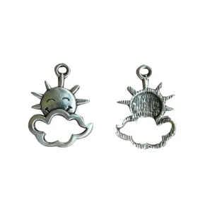 10 Pcs Tibetan Silver Sun and Cloud Weather 21mm x 16mm Charms Pendants