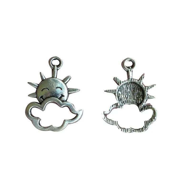 10 Pcs Tibetan Silver Sun and Cloud Weather 21mm x 16mm Charms Pendants