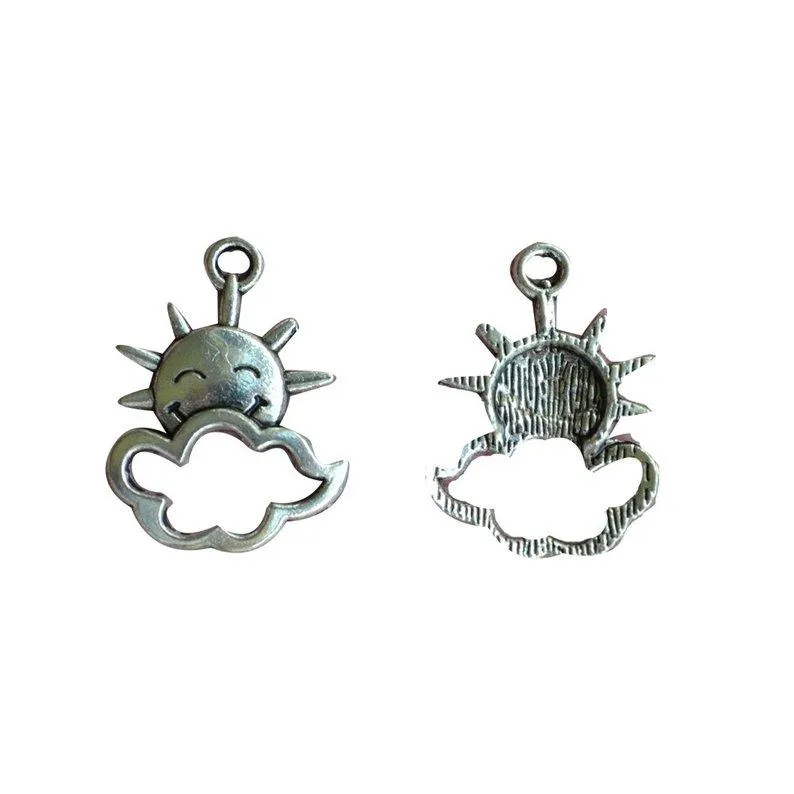 10 Pcs Tibetan Silver Sun and Cloud Weather 21mm x 16mm Charms Pendants