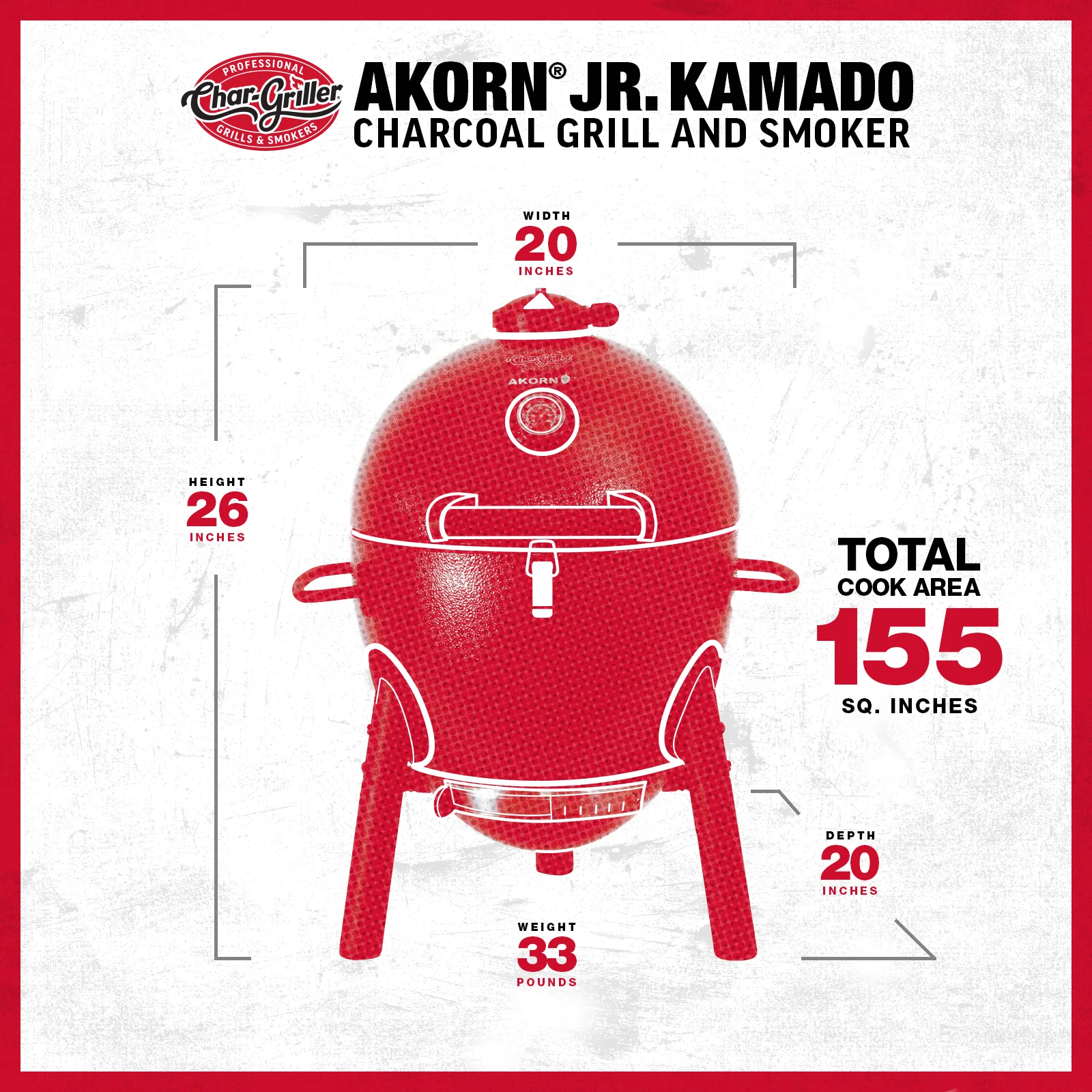 AKORN® Jr. Kamado Charcoal, Grey