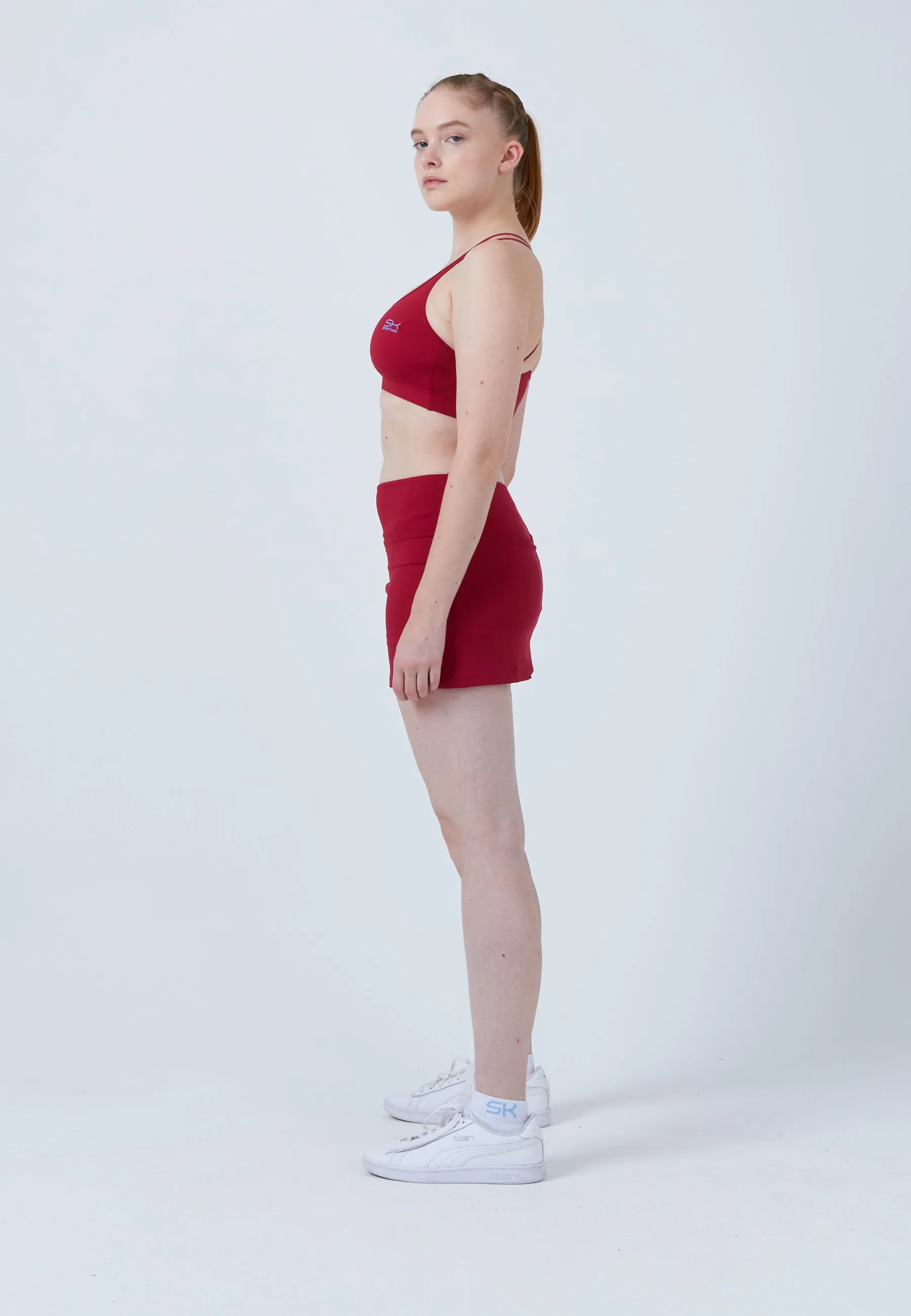 Basic Tennis Skort, burgundy red