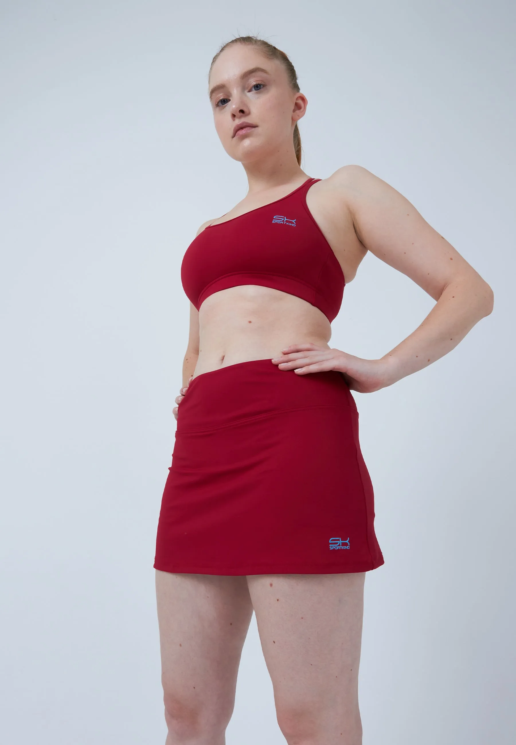 Basic Tennis Skort, burgundy red