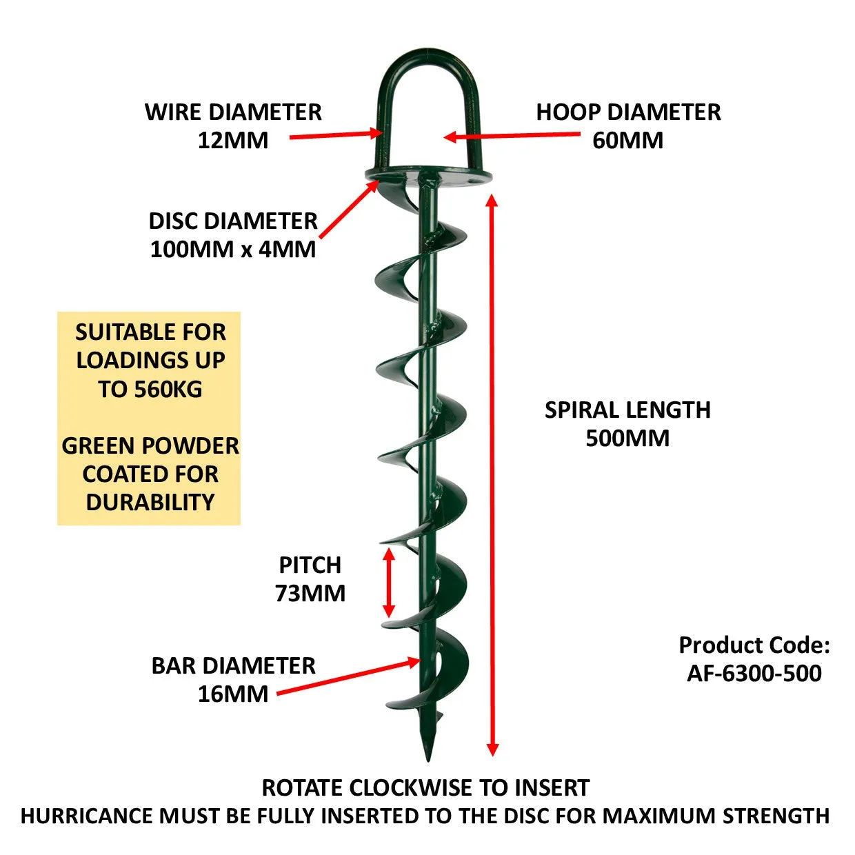 BIGBEN 500mm Heavy Duty Hurricane Ground Anchor - 10 Pack