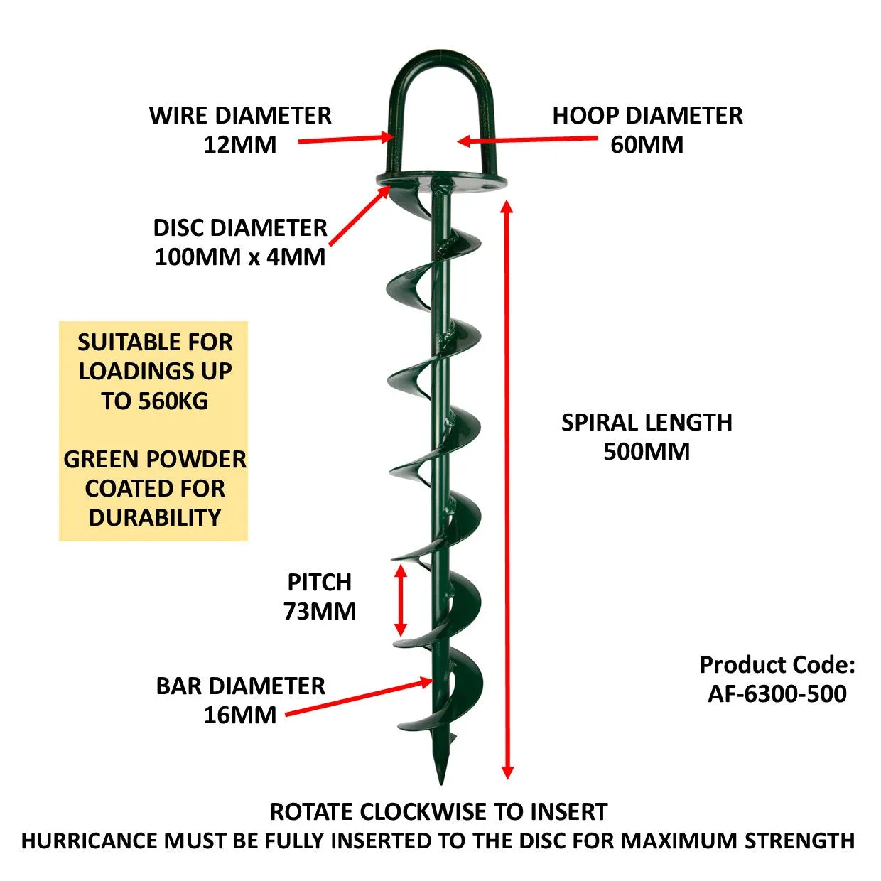 BIGBEN 500mm Heavy Duty Hurricane Ground Anchor - 4 Pack