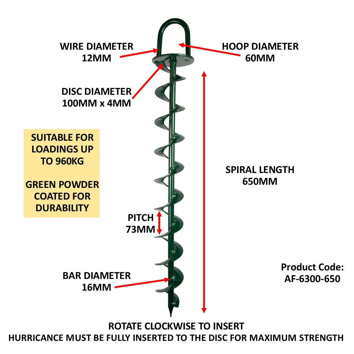 BIGBEN 650mm Heavy Duty Hurricane Ground Anchor - 10 Pack