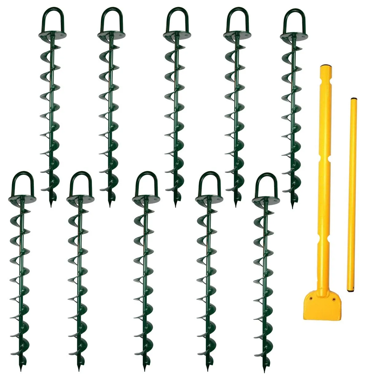 BIGBEN Heavy Duty Hurricane Ground Anchor & Driver - 10 Pack