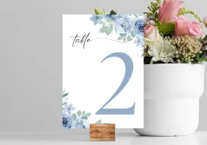 Blue Floral Table Numbers