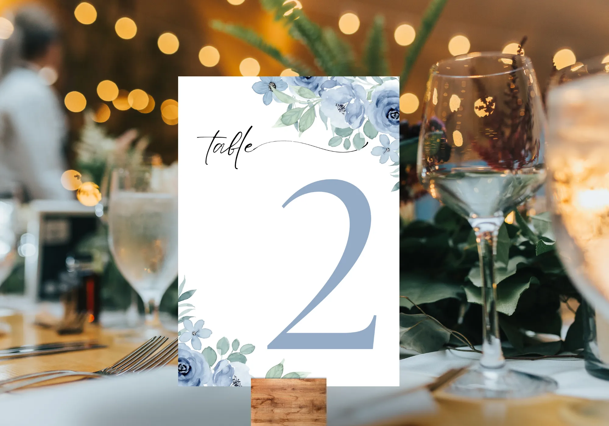 Blue Floral Table Numbers