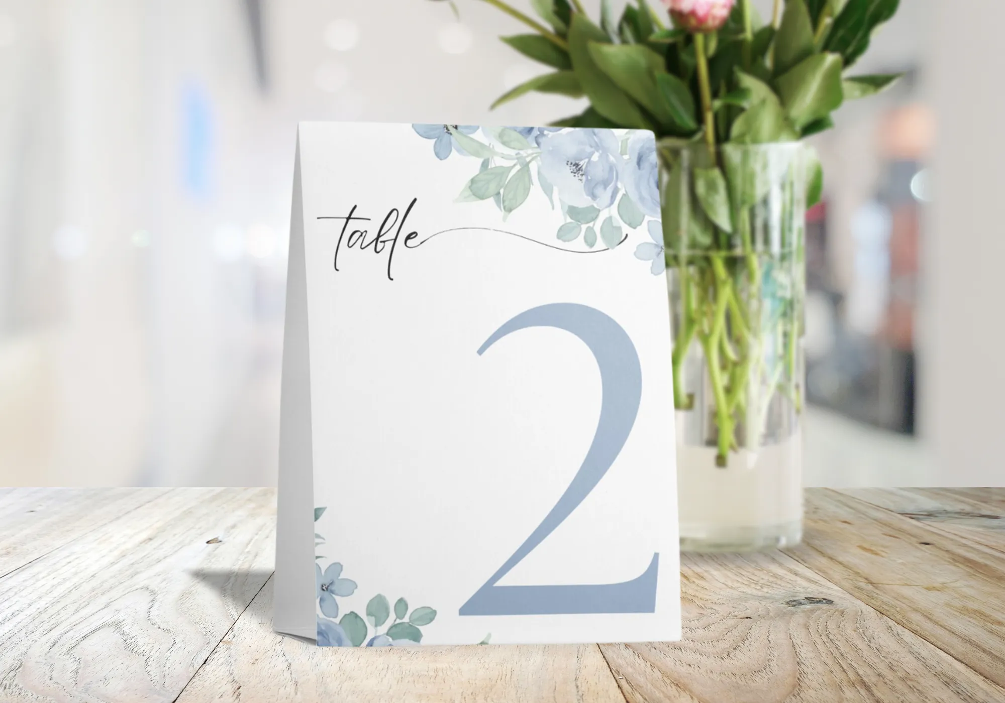 Blue Floral Table Numbers