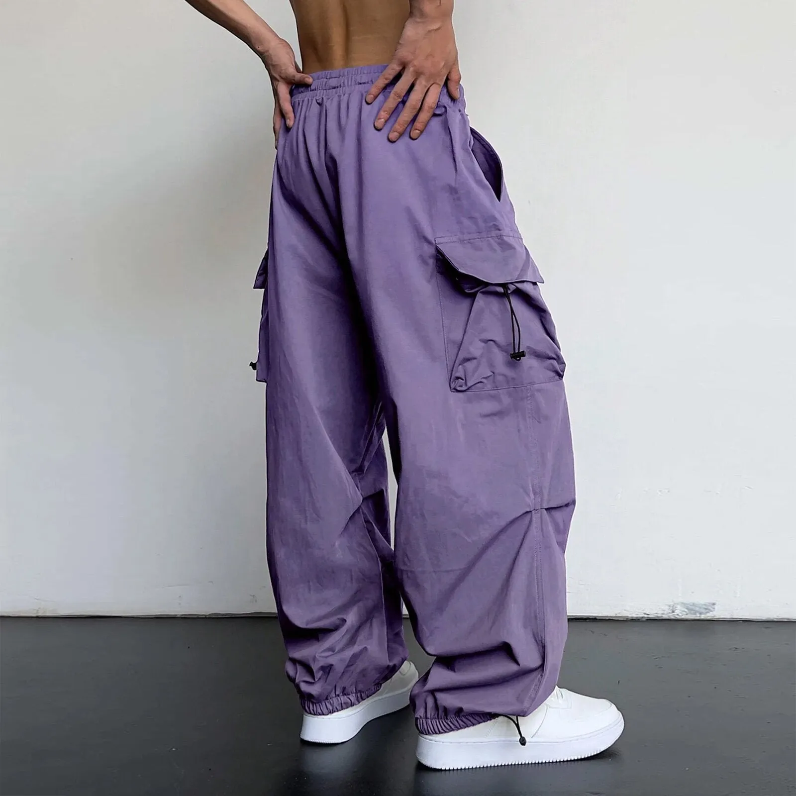 Bonsir starboy outfit 2024 Nylon Quick-Drying Overalls Men's Summer New American Parachute Pants High Waist Wide Leg Casual Drawstring