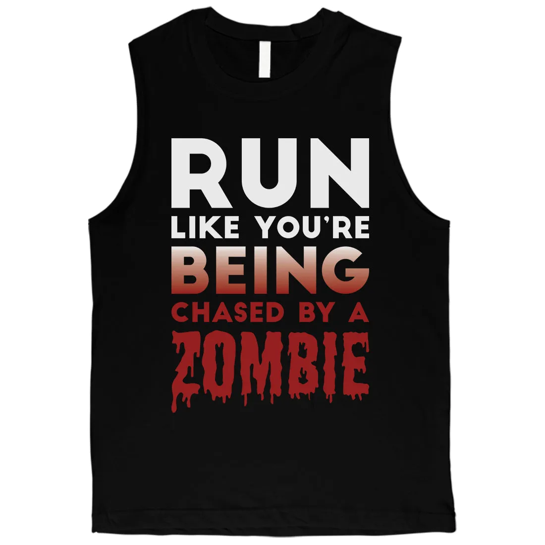 Chased By Zombie Mens Spooky Whimsical Cool Muscle Shirt Gag Gift