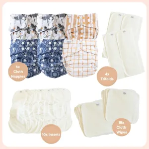 Everyday One-Size Flexi Cover Nappy Bundle | Jellyfish Tide