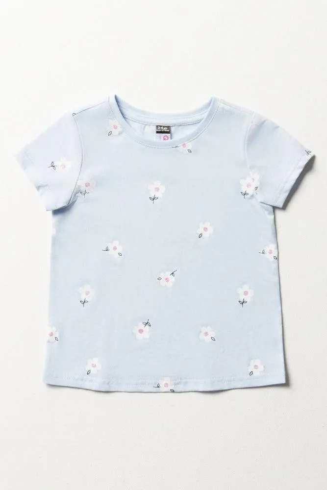 Floral Short Sleeve T-Shirt Light Blue