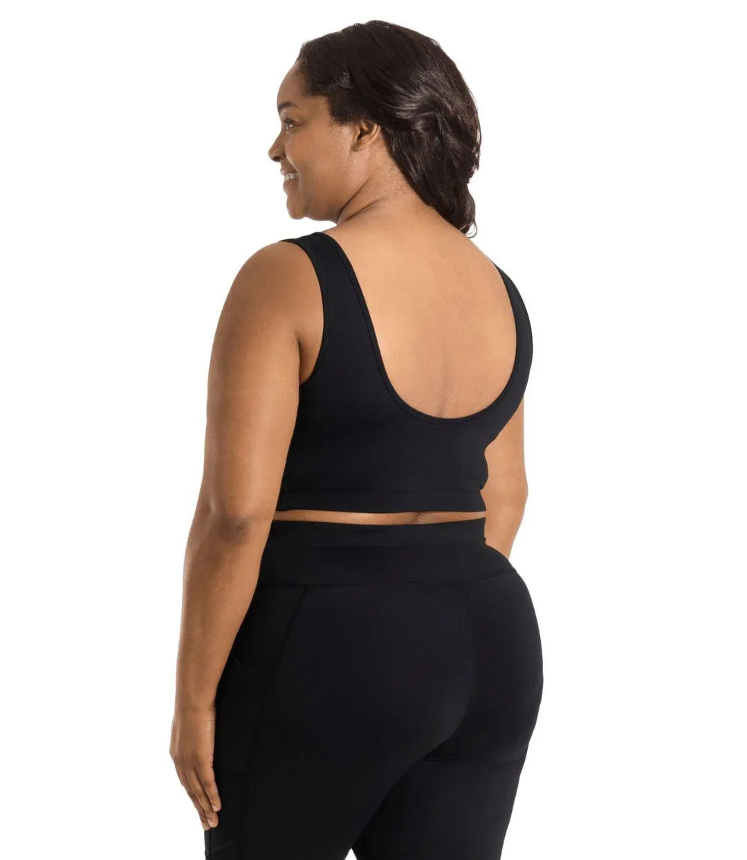 JunoStretch Full Fit Scoop Neck Bra Top Black