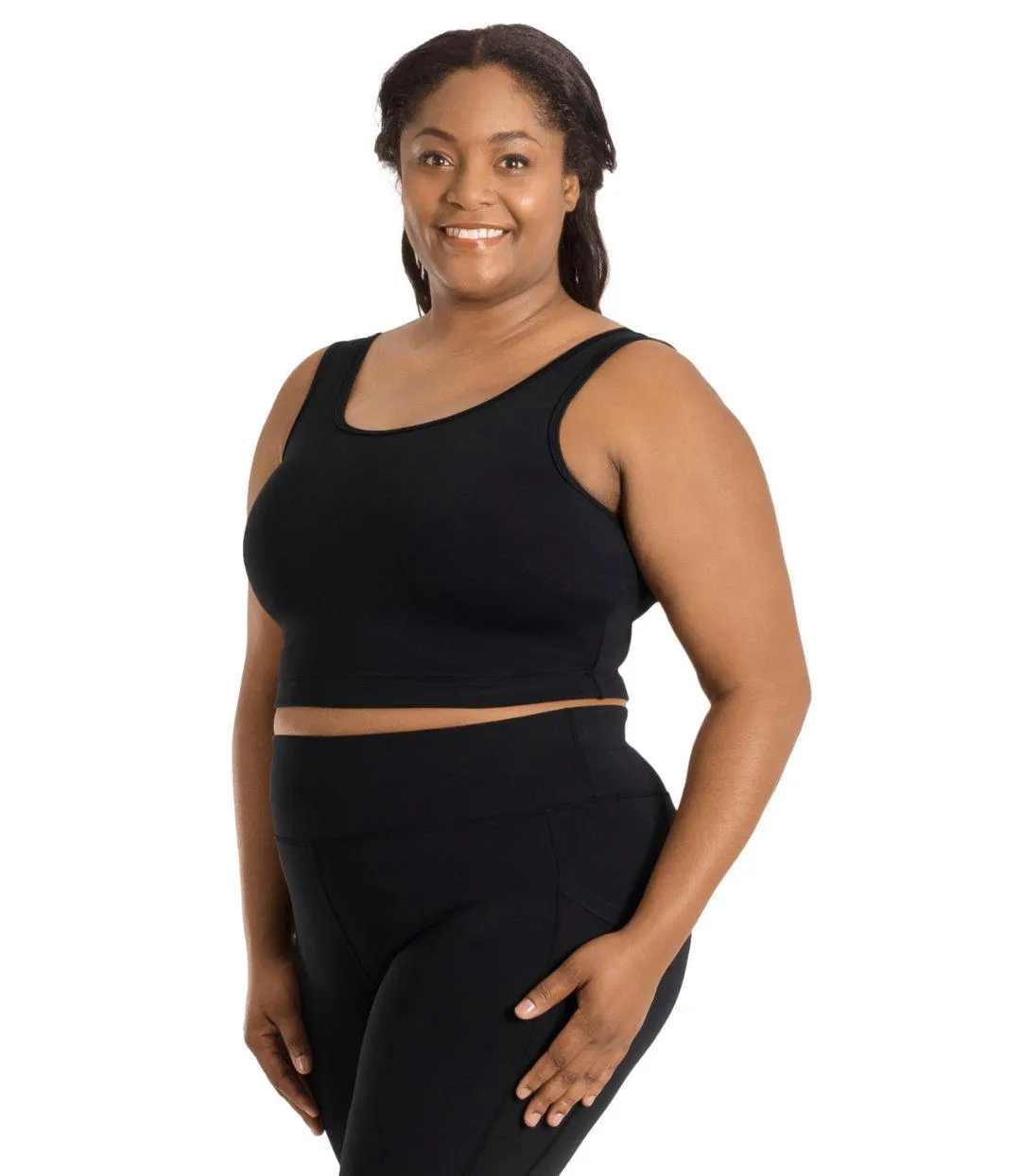 JunoStretch Full Fit Scoop Neck Bra Top Black
