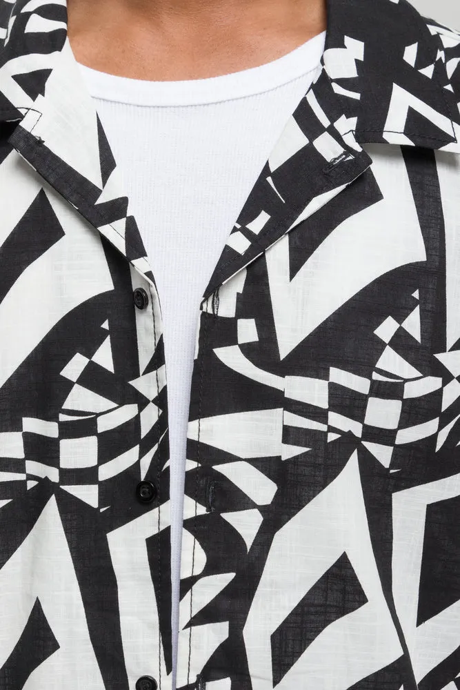 Linen Shirt Printed Black