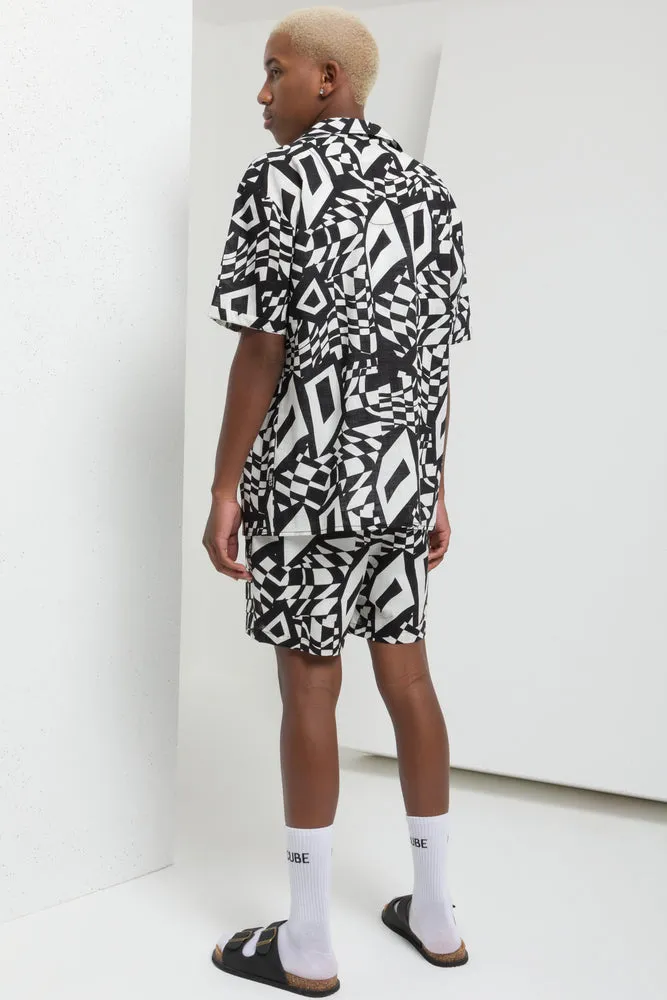 Linen Shirt Printed Black