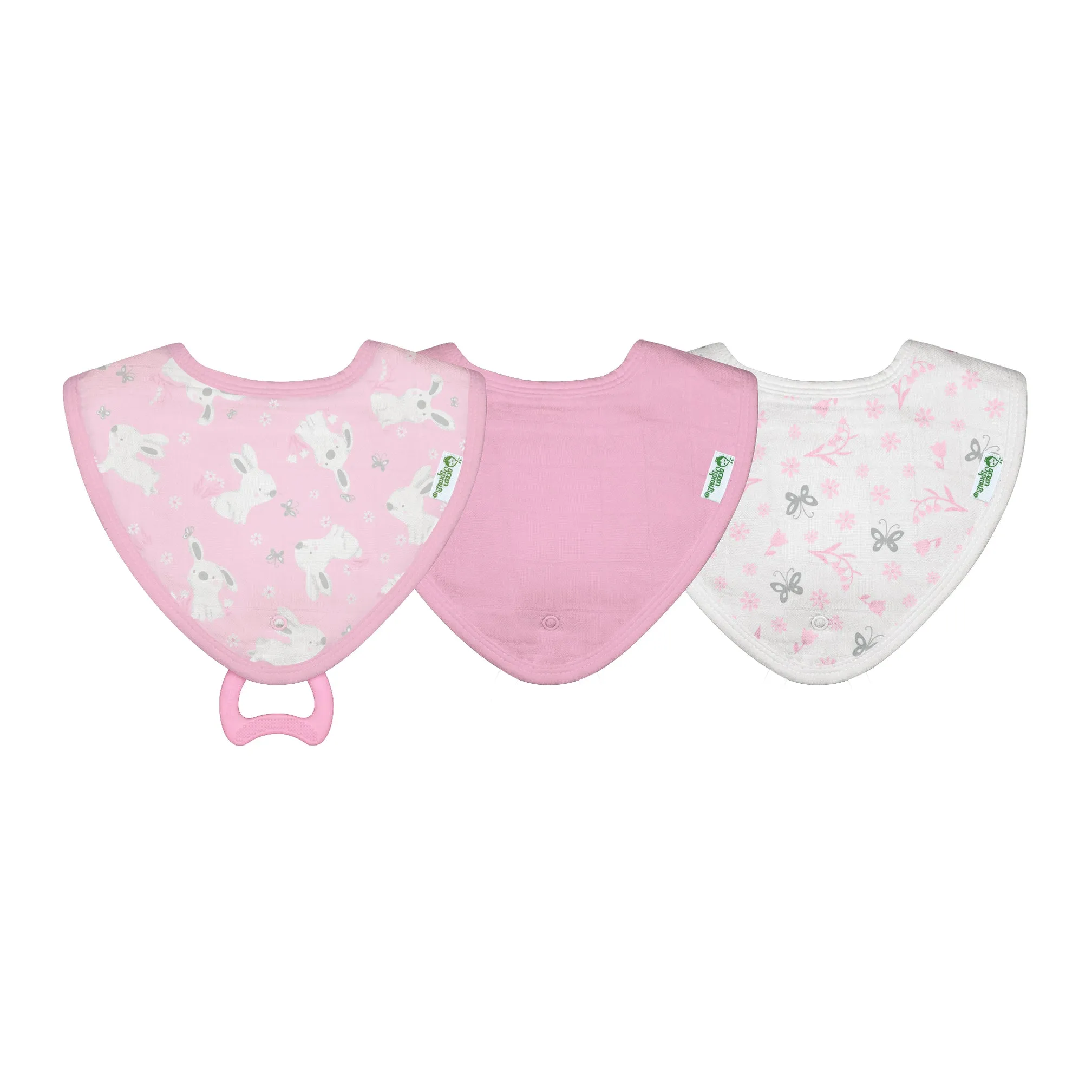 Muslin Stay-dry Teether Bibs (3pk)-Organic Cotton-0/12mo