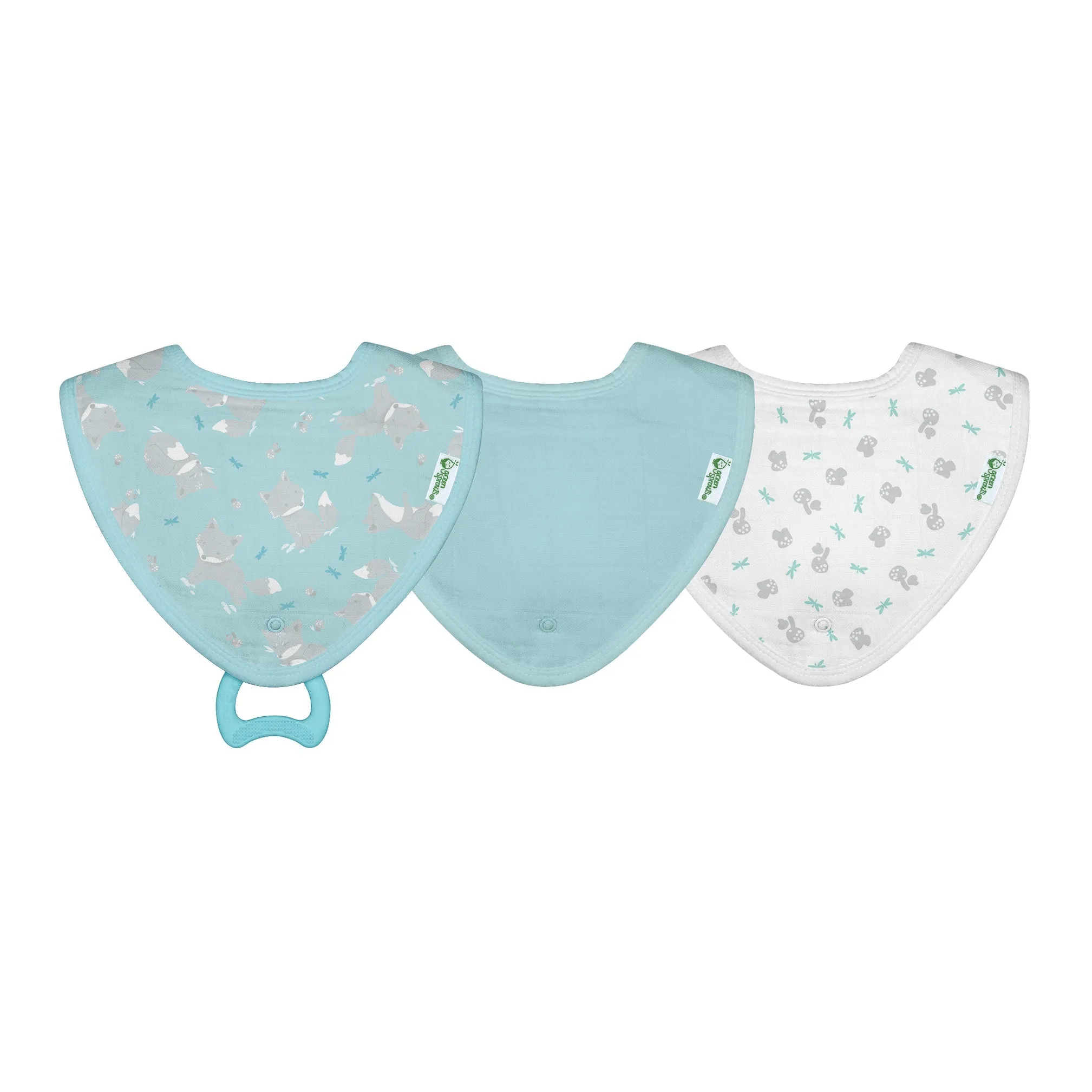 Muslin Stay-dry Teether Bibs (3pk)-Organic Cotton-0/12mo