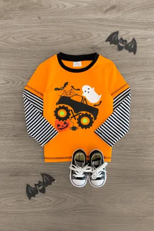 Orange Striped Spooky Monster Truck Top