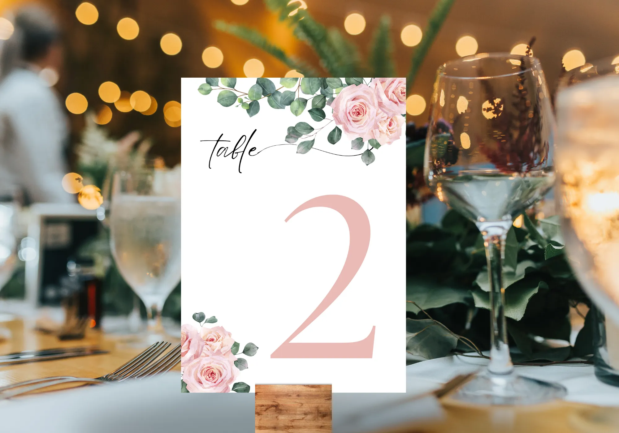 Pink Roses Floral Table Numbers