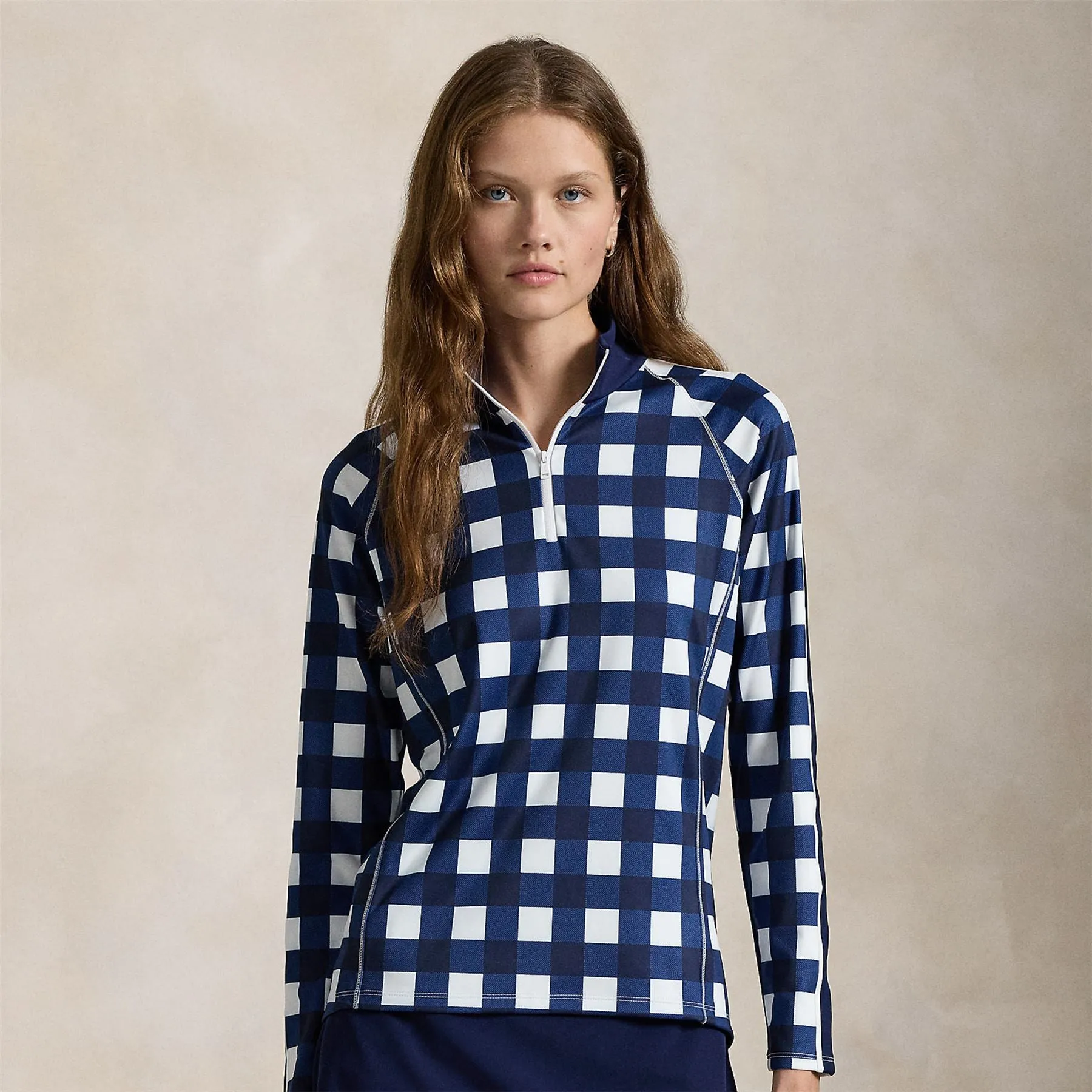 Womens RLX Power Stretch Half Zip Exploded Plaid - AW24