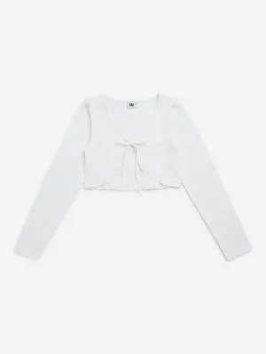 Y&F Kids White Tie-Up Detailed Top