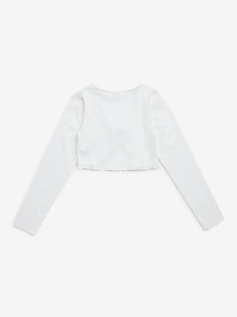 Y&F Kids White Tie-Up Detailed Top