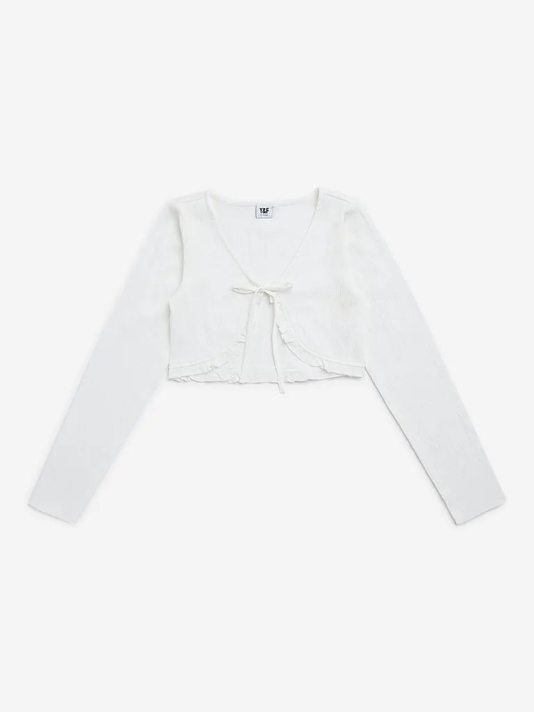 Y&F Kids White Tie-Up Detailed Top